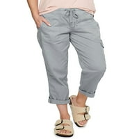 Grainlook Žene Cargo Capris Hlače Visoki struk Palazzo Cropped hlače sa džepovima Ljeto u boji JOGGER Hlače Ležerne prilike labavih pantalona
