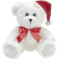 Bijeli plišani božićni medvjed sa santa šeširom
