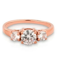Prsten od bijelog dijamanta - ružičasto zlatni prsten - Slijetanje vjenčanica - dame CZ prsten, 6