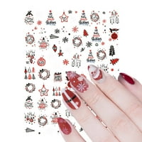 Srećne ljepljive naljepnice naljepnice naljepnice Dizajn samo nokti za noktiju snijeg božićnog dizajna manikura bijeli nokat