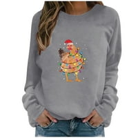 Ružna božićna dukserica ženski džemperi slatki gnomi Ispiši smiješne majice s dugim rukavima Crewneck pulover vrhove