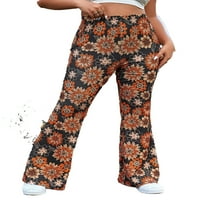 Ženske pantalone plus veličine Boho, sve preko printne nogu narančastoj nogu 4xl