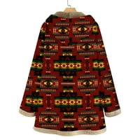Jsaierl Sherpa obložena jakna Ženska vintage Western Aztec Ispis jakne od runa debelo dugme dugih rukava Topla zima kapuljača