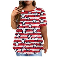 Plus veličine tuničkih vrhova za gamaše Ležerne prilike Flowy Thirts Američka zastava Ispiši bluze za žene Vermilion XXXXL