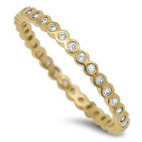 Žuta zlatna tona pozlaćena zaobljena zaglavljena vječnost kubična cirkonija prstenaster srebrna 925