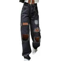 GUZOM traperice za žene - sa džepovima Slim Fit traper hlače crna veličina xxl