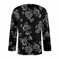 Strungten ženski modni casual cvjetni print v izrez dugih rukava majica majica