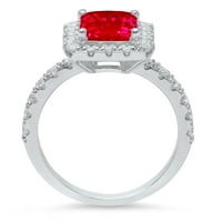 3,84ct smaragdni rez crveni simulirani rubin 18k bijelo zlato ugraviranje izjava bridalna godišnjica angažmana vjenčana halo prstena veličine 6