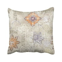 Sažetak Vintage geometrijsko cvijeće obojeno s bijelim i bež bojama Istočni afrički loš jastučni jastučni jastuk