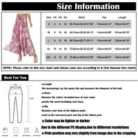 Ženske ispisane pantalone elastična pojasa široka noga visoki struk dugi Culots Pink xxl
