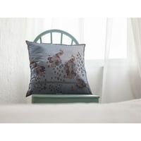 Oslikani paunski dvostrani jastuk, patentni jastuk, patentni, smeđi na plavom