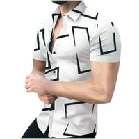 Muška rever gumba 3D print casual slim fit s kratkim rukavima višebojne košulje
