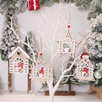 Temacd Božićni privjesak Viseća rupa Izgled scene Drveni rustikalni ukrasi za odmor za odmor za dom