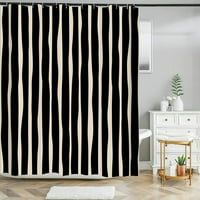 Crno bijele pruge uzorak teksture tuš za tuširanje geometrija kupaonica Vodootporna poliesterska zavjesa za zavjese s kukama