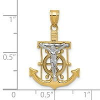 Carat u karatsu 10K dvotonski zlatni dijamantski rezan marinerski privjesak šarm