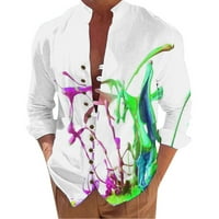 MENS Holiday Seaside Laisure Dugme za slobodno vrijeme Okrug Digitalna 3D tiskana košulja dugih rukava