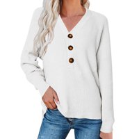Prevelizirani džemperi za žene Čvrsto boje V-izrez dugih rukava DIGLAN dugmeted pletene labave modne vrhove džemperi učitelja