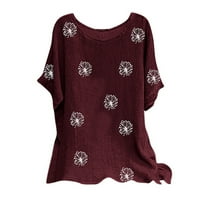 Žena Vintage Pamuk-Blend O-izrez kratki rukav cvjetni print TOP bluza Majica