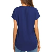 Modni ženski ljetni kratki rukav V-izrez T-majice šifon bluza Solid boja xl