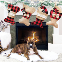 Dog za kućne ljubimske božićne čarape plete božićne čarape Veliki oblik bone kućni ljubimci čarape za pse Božićni dekor za odmor, rešetke Bones + Burlap Bones