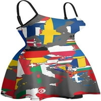 Flag Mapa Evropa i sjeverne Afrike Ženska ljetna haljina Plaža Sunny Funny tiskani mini bez rukava