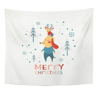 Crtani Božić sa slatkim psima Snow pahulje i borove stabli Merry pasmina slavi zidnu umjetnost Viseća tapiserija Kućni dekor za dnevnu sobu spavaća soba spavaonice