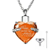 Ogrlica za urnu srca za pepeo za pepeo urnu od nehrđajućeg čelika zadržava vodootporni spomen-privjesak sa kompletom za punjenje