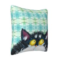 Bacajte jastuke, zeleni valovita CAT kvadratni kauč ukrasni pleteni jastuk, 20 x20