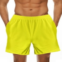 GroanOlook muškarci Classic Fit Solid Color Ljetne kratke hlače Elastični struk ravno noga Brze suhe kratke hlače Sport fudbal Mini pantalone Žuta l