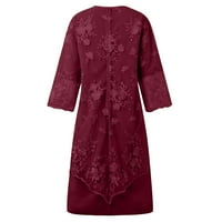 Ženske haljine Dužina koljena A-line dugih rukava Ležerni okrugli dekolte, ljeto ispisan haljina vina XL