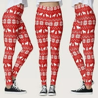Sportske hlače Ženska odjeća, Božićne hlače za rušenje Mid struka Labave duge hlače Yoga hlače crvena 8