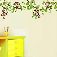 Floguntirana kućna dječja uređenje soba Crtani slatki majmuni Penjanje džungle drveća zidna naljepnica