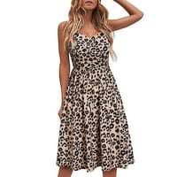 Ženska haljina leoparda Ispiši Camisole Casual Modna haljina bez rukava bez rukava