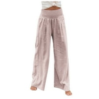 Ženske hlače pune dužine čišćenje Čvrsto široke pantalone za noge Bib pantalone CoverAll sa džepovima pantalone duge pantyhose, ružičasto, m