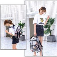 Qingy Transparent PVC modni ranac za studente jasne školske torbe, crna