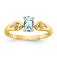 Čvrsta 14K žuto zlato Aquamarine Diamond zaručničke prstene veličine 5