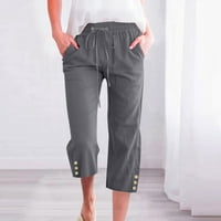Gathrrgyp hlače plus veličina za žensko čišćenje, modne ženske ležerne boje čvrste boje elastične labave hlače ravne široke pantalone za noge sa džepom