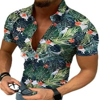 Capreze Men Gumb dolje na vrhu Havajska majica s kratkim rukavima Bluza za odmor rever vrat Ljetne majice