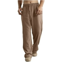 Dezsed pantalone za muškarce Čvrsti ležerni labavi elastični pojas džep pamučni posteljina panela pantalone jogger hlače muškarci odjeća na klirensu