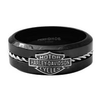 Harley-Davidson muške žice B & S bend prsten, crni nehrđajući čelik HSR, Harley Davidson