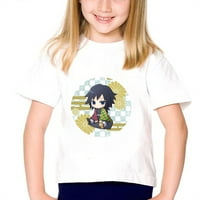 Retro moda i popularna anime Demon Slayer ispisana dječja majica, labavi povremeni pamučni dječji kratki rukav, plus veličina odjeću