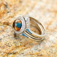 Miyuaadkai prstenaste prsten set ostrige Halos Tirquoise Spiny Poklon dijamantni nakit prstenovi nakit Multicolor 7