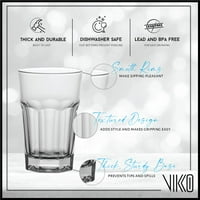Vikko Naočale za piće, set soka sa sokom 11. OZ, debele i čvrste kuhinjske čaše, perilica posuđa Sigurna staklena stakla, čaše za teške jake, vodene čaše, vodene naočale