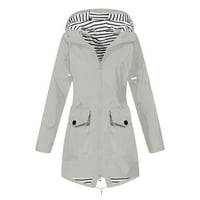 Pxiakgy zimski kaputi za žene Žene Čvrsta kišna jakna na otvorenom plus veličine kapuljača otporan na vjetar sivi + 4xl