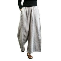 Pantalone za žene Ležerne prilike ljetni nacrtajući elastični posteljina u obliku struka