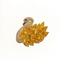 Toyella circon Swan Brooch luksuzni kristalni vintage korzaž zlata