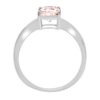 2. CT sjajan zračenje simulirani ružičasti dijamant 14k bijeli zlatni pasijans prsten sz 9.5