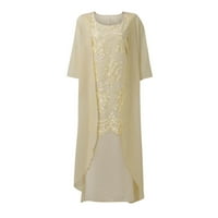 Ljetne haljine za žensko rukav A-line srednje dužine modnog otiska s kašikom za izrez žute 4xl