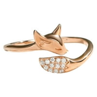 Kiplyki Veleprodaja ružičastog zlatnog životinjskog prstena umetnuta sa kristalima Klasični simulirani dijamantni prsten za ženske prstenje za prstenje