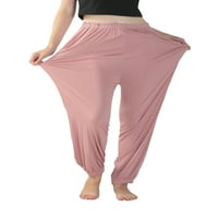 Žene plus veličina harema pantalona u boji dugačke elastične struke joga hlače sa džepovima za djevojčice za dječje sportsko ples